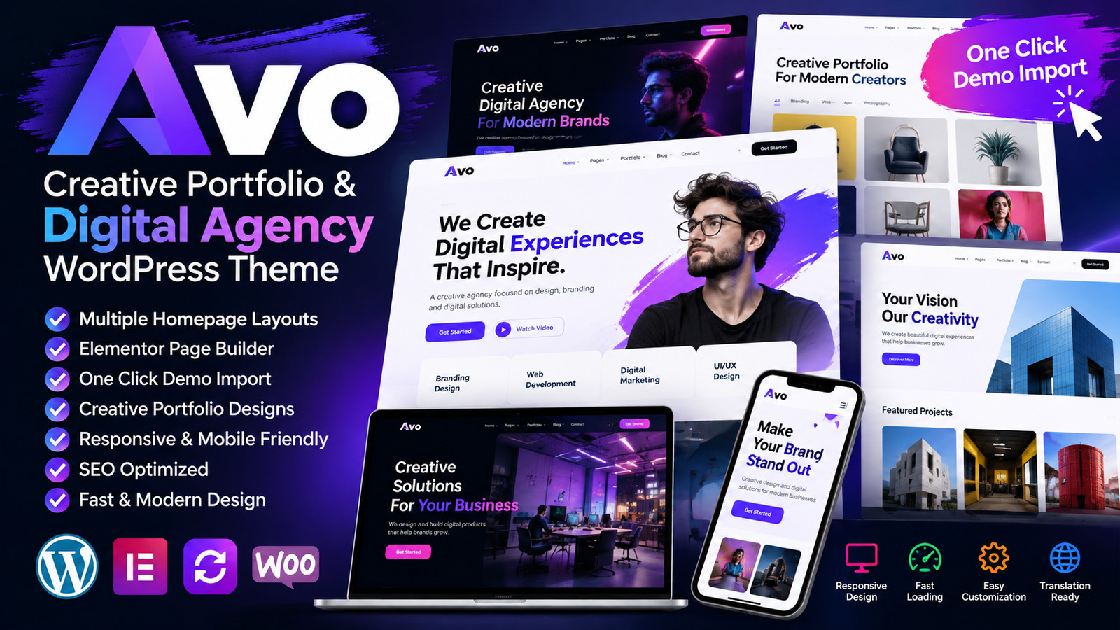 Avo – Creative Portfolio &amp; Digital Agency WordPress Theme