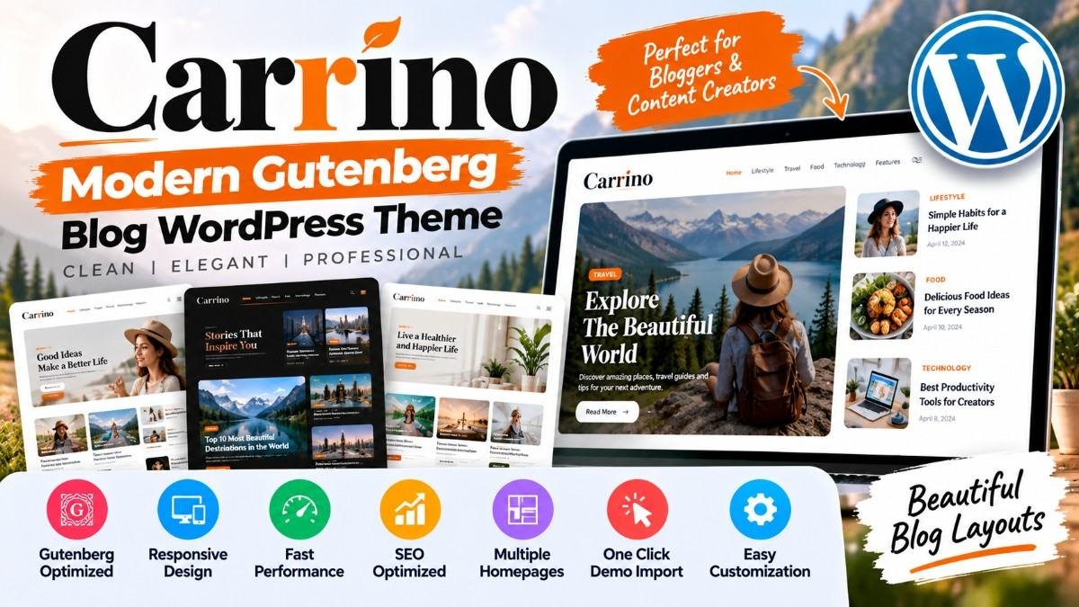 Carrino – Modern Gutenberg Blog WordPress Theme for Content Creators