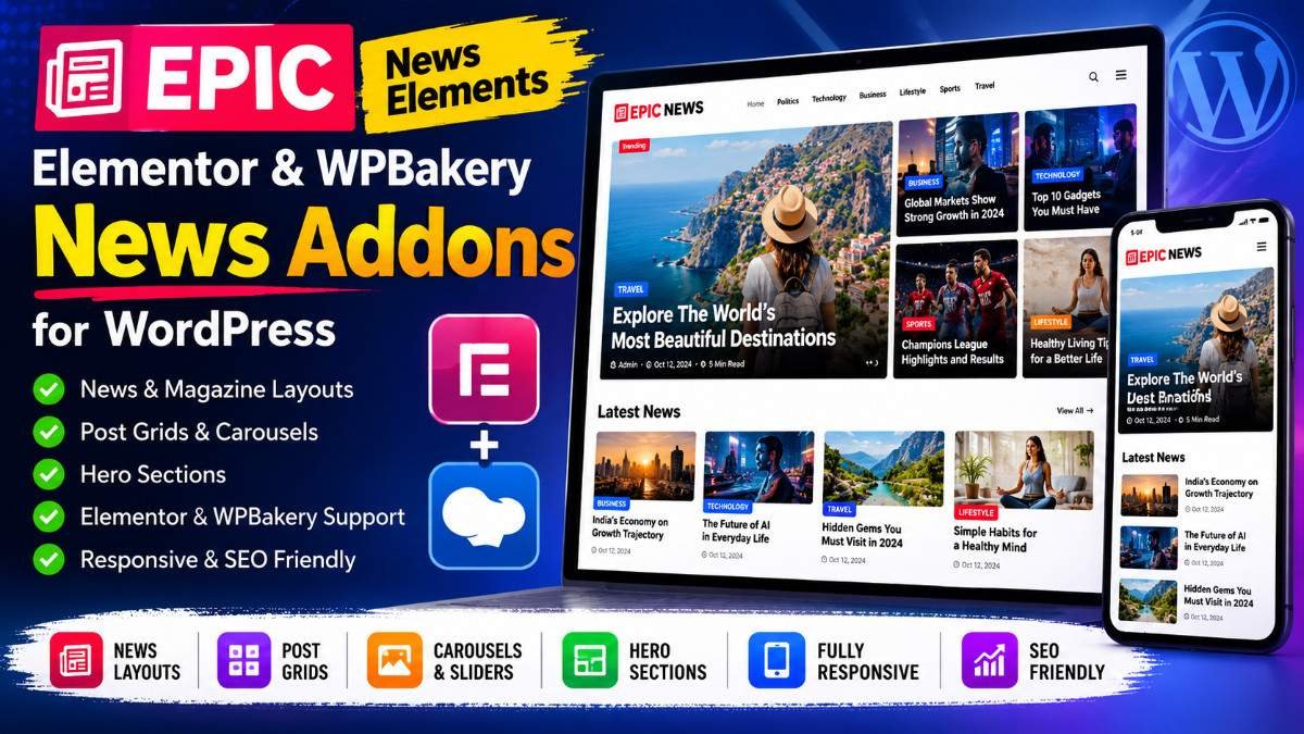 EPIC News Elements – Elementor &amp; WPBakery News Addons Plugin for WordPress