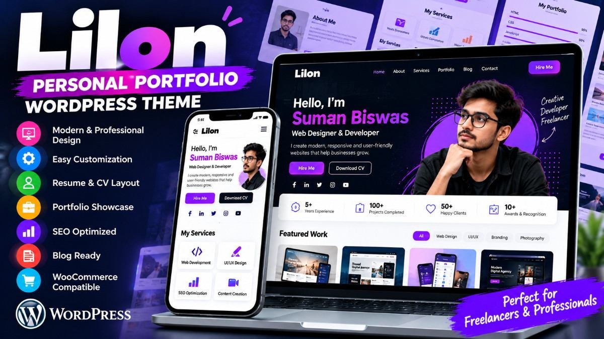 Lilon – Personal Portfolio WordPress Theme | Creative Resume &amp; CV Website Theme