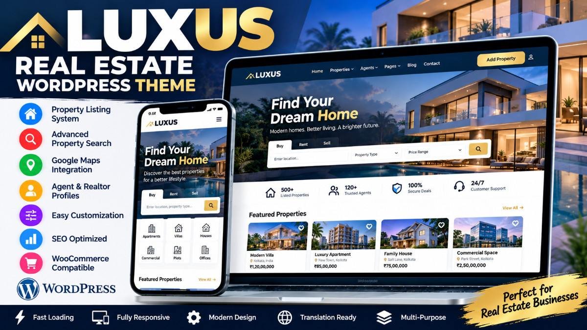 Luxus – Real Estate WordPress Theme | Property Listing, Realtor &amp; Real Estate Agency Theme