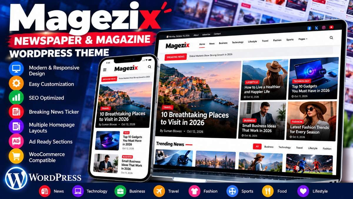 Magezix – Newspaper &amp; Magazine WordPress Theme | Modern News, Blog &amp; Editorial Theme
